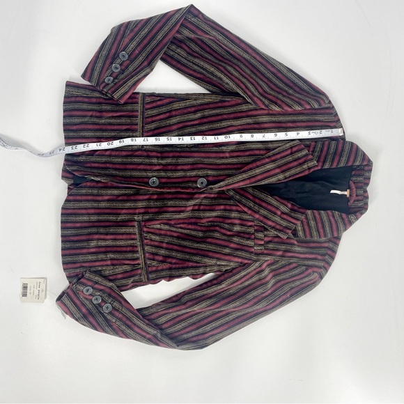 NWT Free People B-Line Striped Velvet Blazer Red Burgundy Academia Jacket Combo - Picture 12 of 14